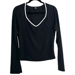 SHEIN Long Sleeve Low Neck Blouse